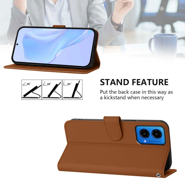Skin Feel Solid Color Leather Phone Case with Lanyard, For Motorola Edge 50 5G Global