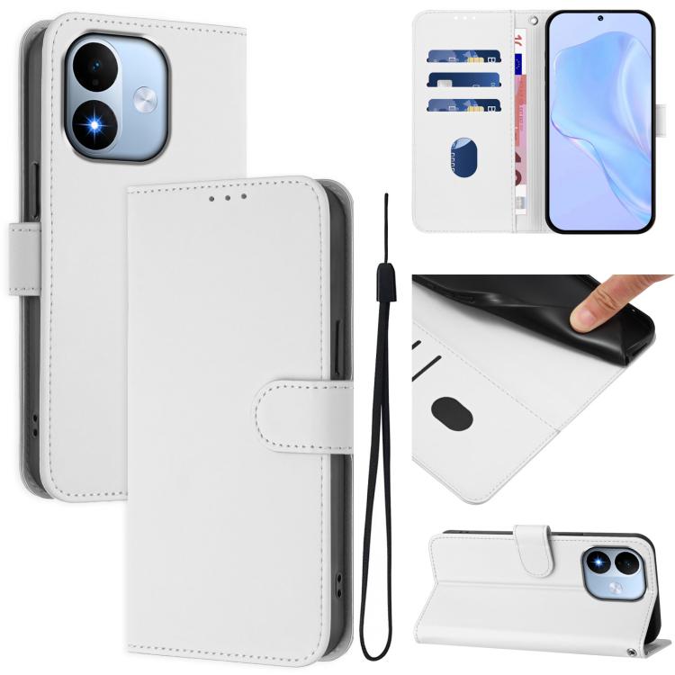 Skin Feel Solid Color Leather Phone Case with Lanyard, For Redmi A7 Pro 4G Global / Poco C85x 5G
