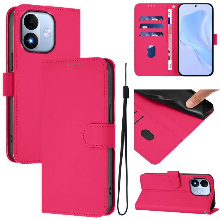 Skin Feel Solid Color Leather Phone Case with Lanyard, For Redmi A7 Pro 4G Global / Poco C85x 5G