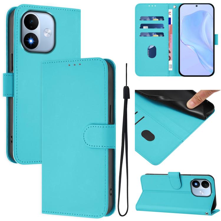 Skin Feel Solid Color Leather Phone Case with Lanyard, For Redmi A7 Pro 4G Global / Poco C85x 5G