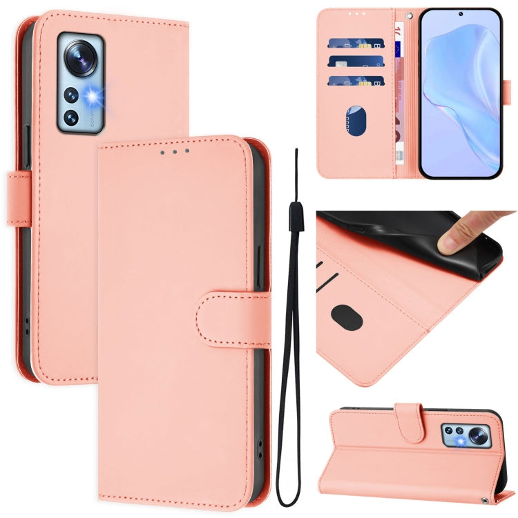 Skin Feel Solid Color Leather Phone Case with Lanyard, For Xiaomi 12 5G / 12S 5G / 12X 5G