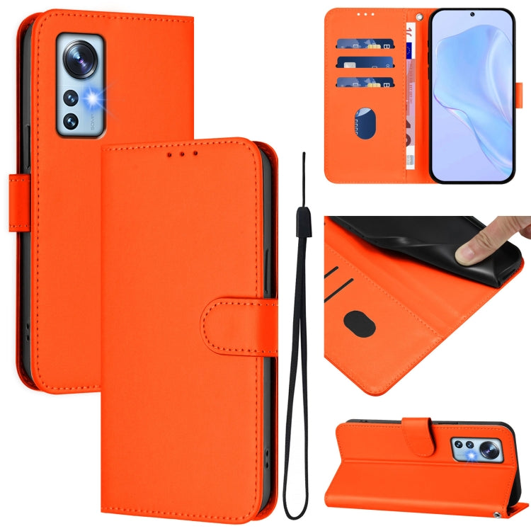 Skin Feel Solid Color Leather Phone Case with Lanyard, For Xiaomi 12 5G / 12S 5G / 12X 5G