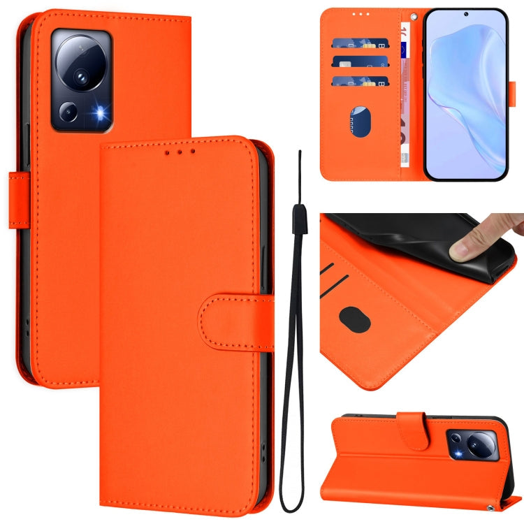 Skin Feel Solid Color Leather Phone Case with Lanyard, For Xiaomi 13 Lite 5G Global / Civi 2