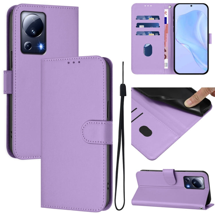 Skin Feel Solid Color Leather Phone Case with Lanyard, For Xiaomi 13 Lite 5G Global / Civi 2