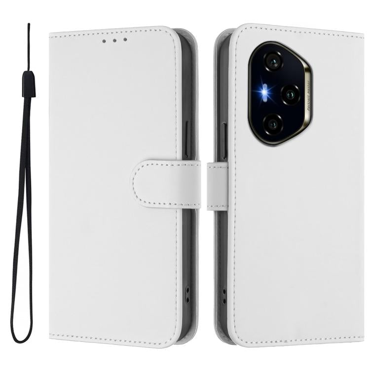 Skin Feel Solid Color Leather Phone Case with Lanyard, For Honor 300 Pro / 300 Ultra
