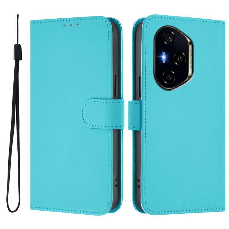 Skin Feel Solid Color Leather Phone Case with Lanyard, For Honor 300 Pro / 300 Ultra