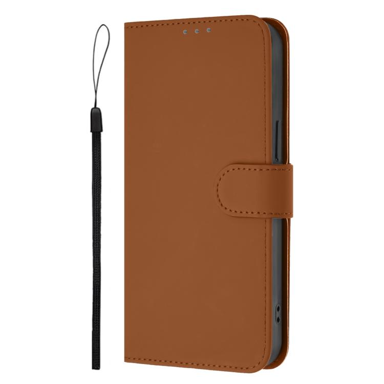 Skin Feel Solid Color Leather Phone Case with Lanyard, For Honor X9c Smart Global
