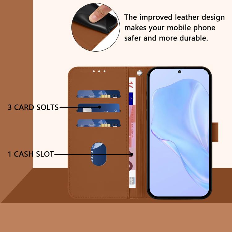 Skin Feel Solid Color Leather Phone Case with Lanyard, For Honor X9c Smart Global