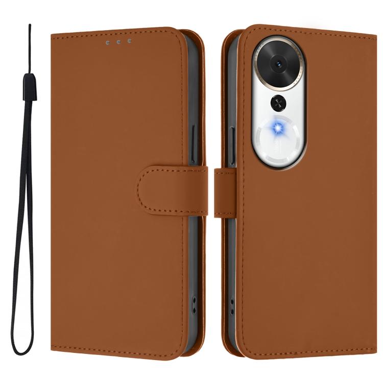 Skin Feel Solid Color Leather Phone Case with Lanyard, For Honor X9c Smart Global