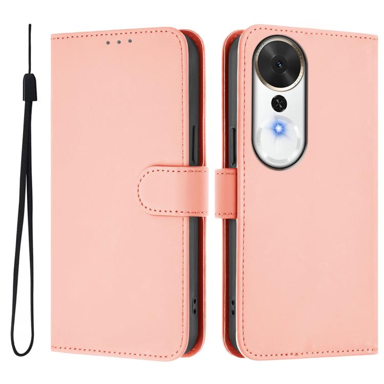 Skin Feel Solid Color Leather Phone Case with Lanyard, For Honor X9c Smart Global