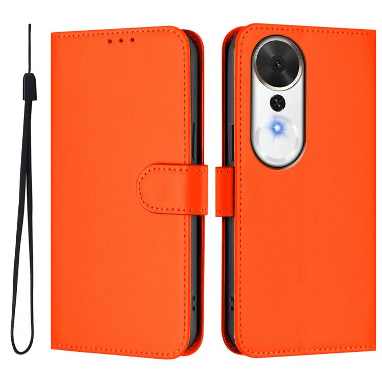 Skin Feel Solid Color Leather Phone Case with Lanyard, For Honor X9c Smart Global