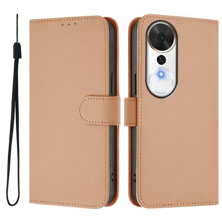 Skin Feel Solid Color Leather Phone Case with Lanyard, For Honor X9c Smart Global