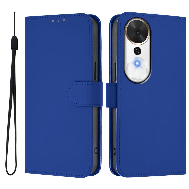 Skin Feel Solid Color Leather Phone Case with Lanyard, For Honor X9c Smart Global