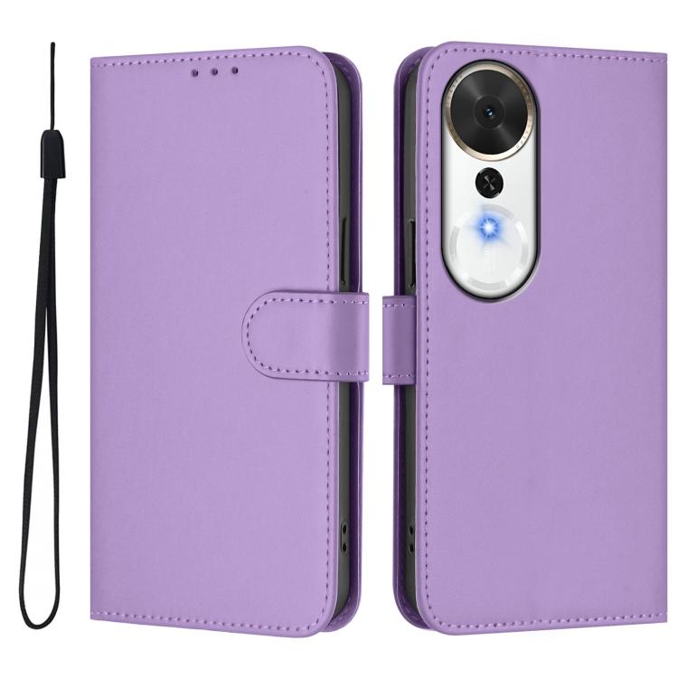 Skin Feel Solid Color Leather Phone Case with Lanyard, For Honor X9c Smart Global