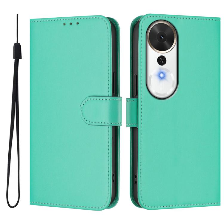 Skin Feel Solid Color Leather Phone Case with Lanyard, For Honor X9c Smart Global