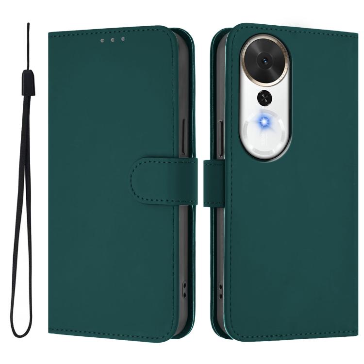 Skin Feel Solid Color Leather Phone Case with Lanyard, For Honor X9c Smart Global