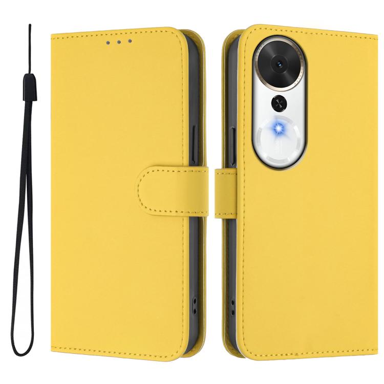 Skin Feel Solid Color Leather Phone Case with Lanyard, For Honor X9c Smart Global