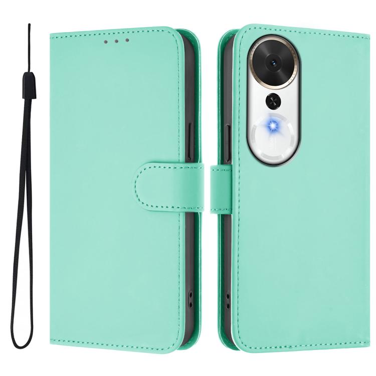 Skin Feel Solid Color Leather Phone Case with Lanyard, For Honor X9c Smart Global