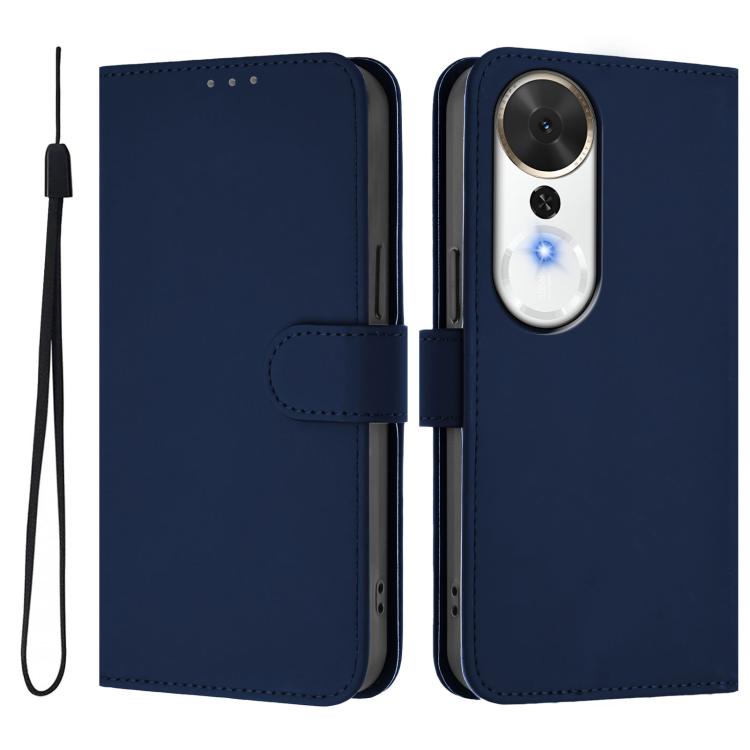 Skin Feel Solid Color Leather Phone Case with Lanyard, For Honor X9c Smart Global