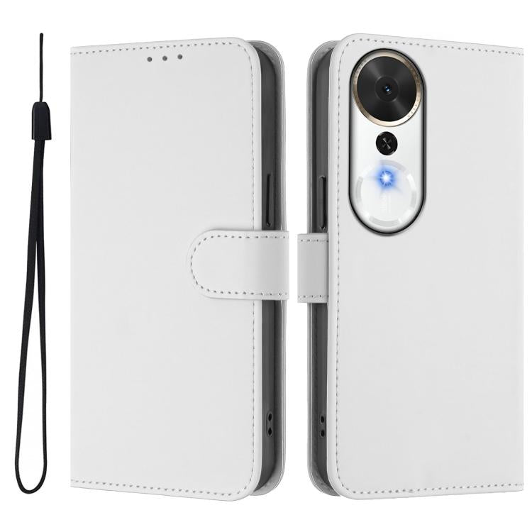 Skin Feel Solid Color Leather Phone Case with Lanyard, For Honor X9c Smart Global