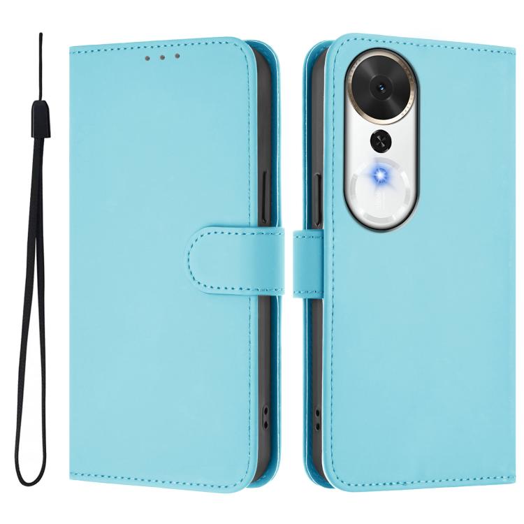 Skin Feel Solid Color Leather Phone Case with Lanyard, For Honor X9c Smart Global