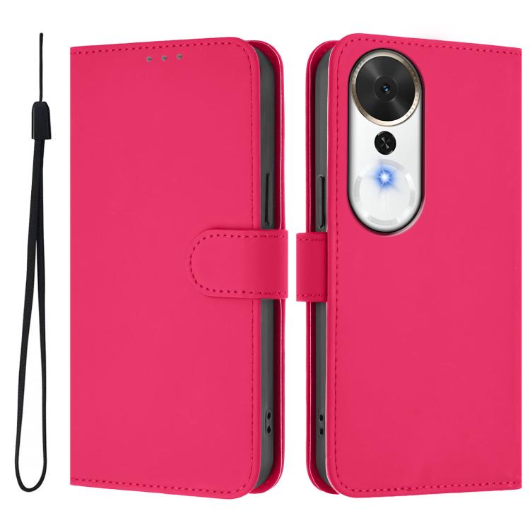 Skin Feel Solid Color Leather Phone Case with Lanyard, For Honor X9c Smart Global