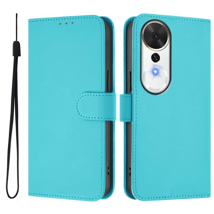 Skin Feel Solid Color Leather Phone Case with Lanyard, For Honor X9c Smart Global