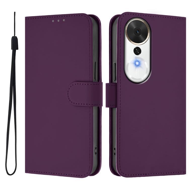 Skin Feel Solid Color Leather Phone Case with Lanyard, For Honor X9c Smart Global