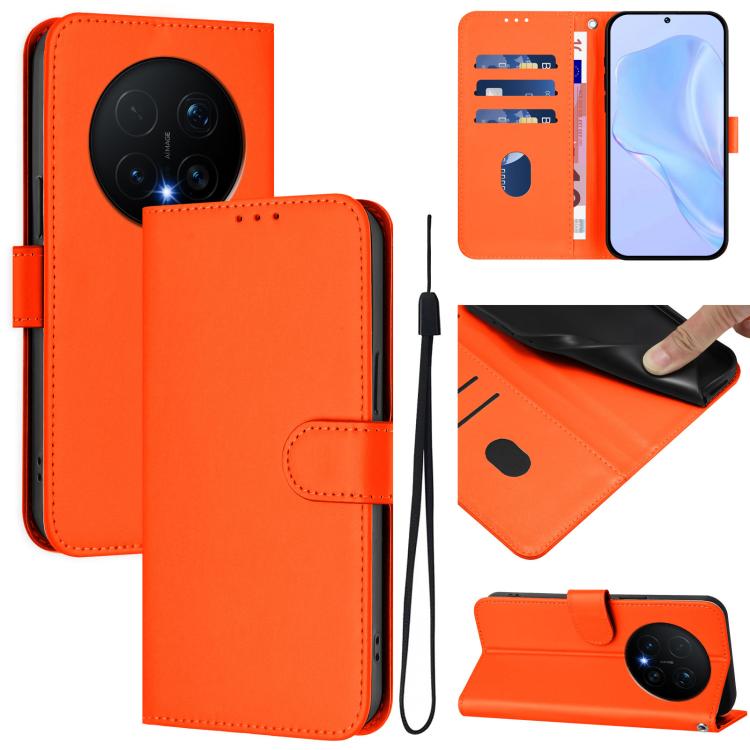 Skin Feel Solid Color Leather Phone Case with Lanyard, For Honor Magic8 Pro