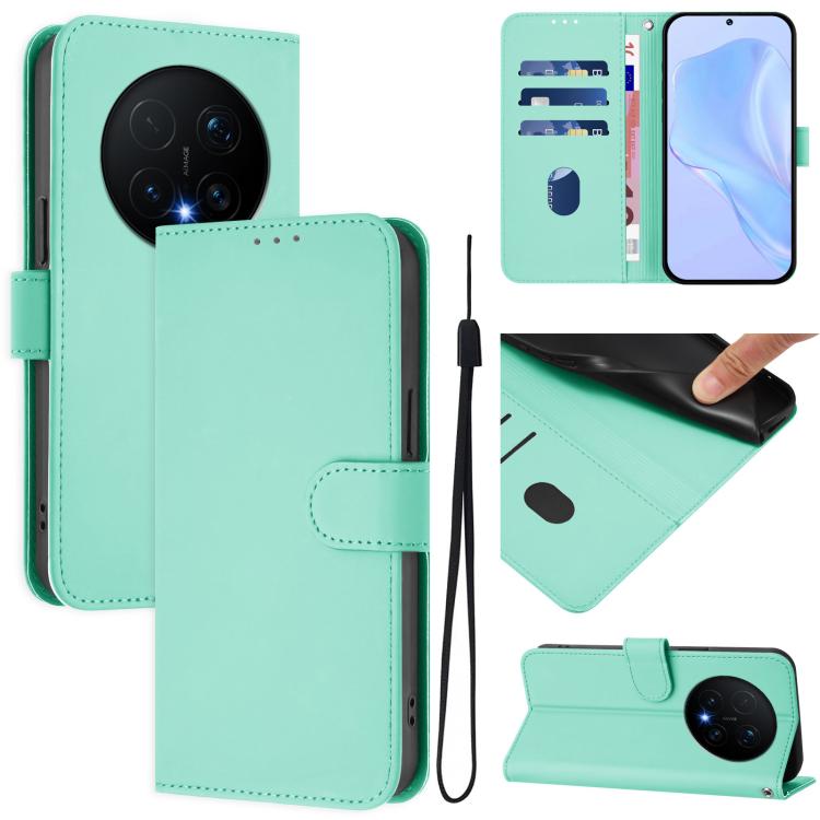 Skin Feel Solid Color Leather Phone Case with Lanyard, For Honor Magic8 Pro