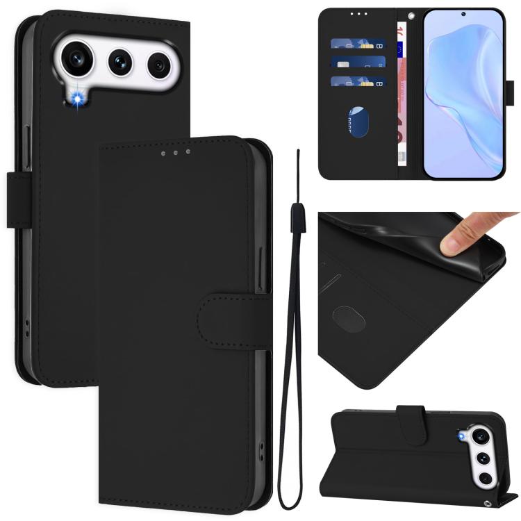 Skin Feel Solid Color Leather Phone Case with Lanyard, For Honor 600 Global / 600 Pro Global