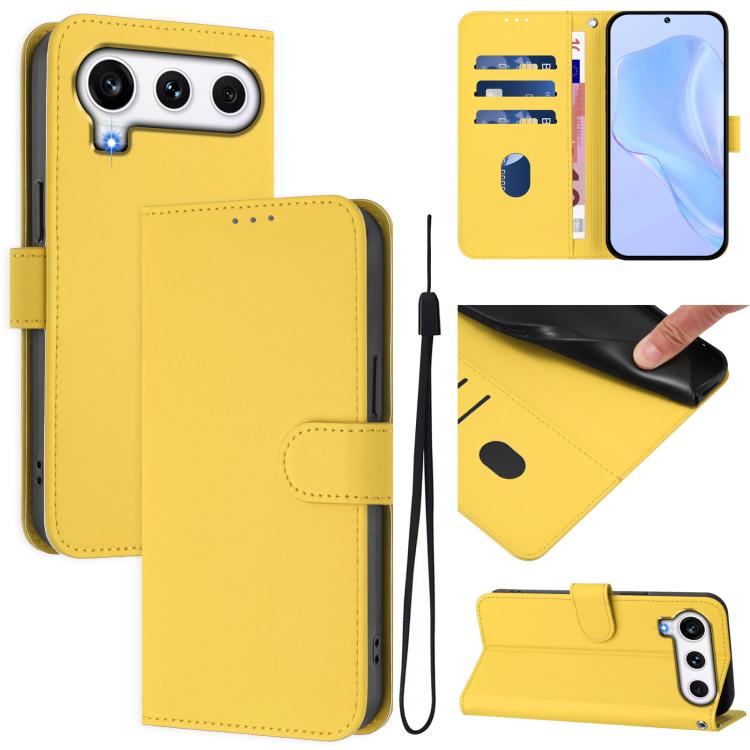 Skin Feel Solid Color Leather Phone Case with Lanyard, For Honor 600 Global / 600 Pro Global