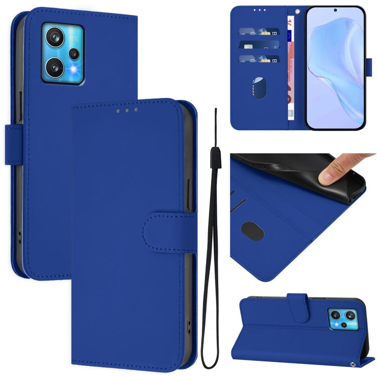 Skin Feel Solid Color Leather Phone Case with Lanyard, For Realme 9 Pro+ 5G / 9 4G Global
