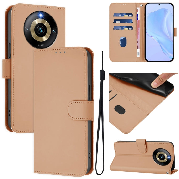 Skin Feel Solid Color Leather Phone Case with Lanyard, For Realme Narzo 60 Pro Global