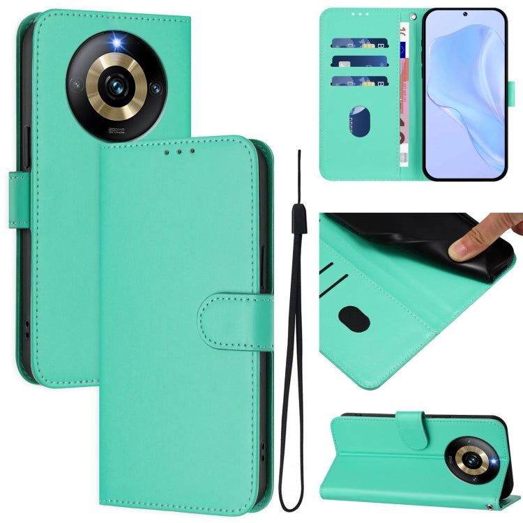 Skin Feel Solid Color Leather Phone Case with Lanyard, For Realme Narzo 60 Pro Global