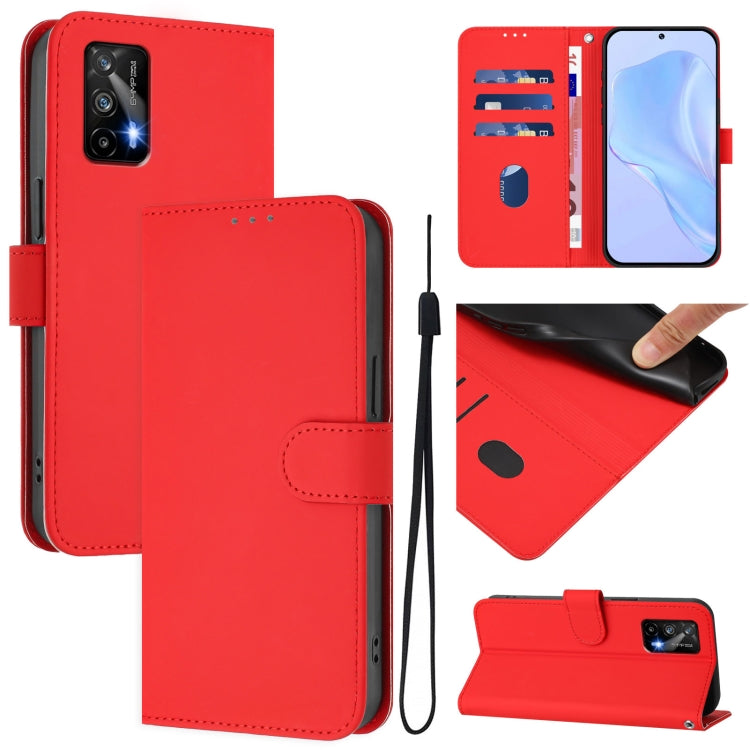 Skin Feel Solid Color Leather Phone Case with Lanyard, For Realme GT 5G / GT Neo 5G