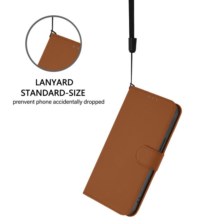 Skin Feel Solid Color Leather Phone Case with Lanyard, For Realme C71 4G Global