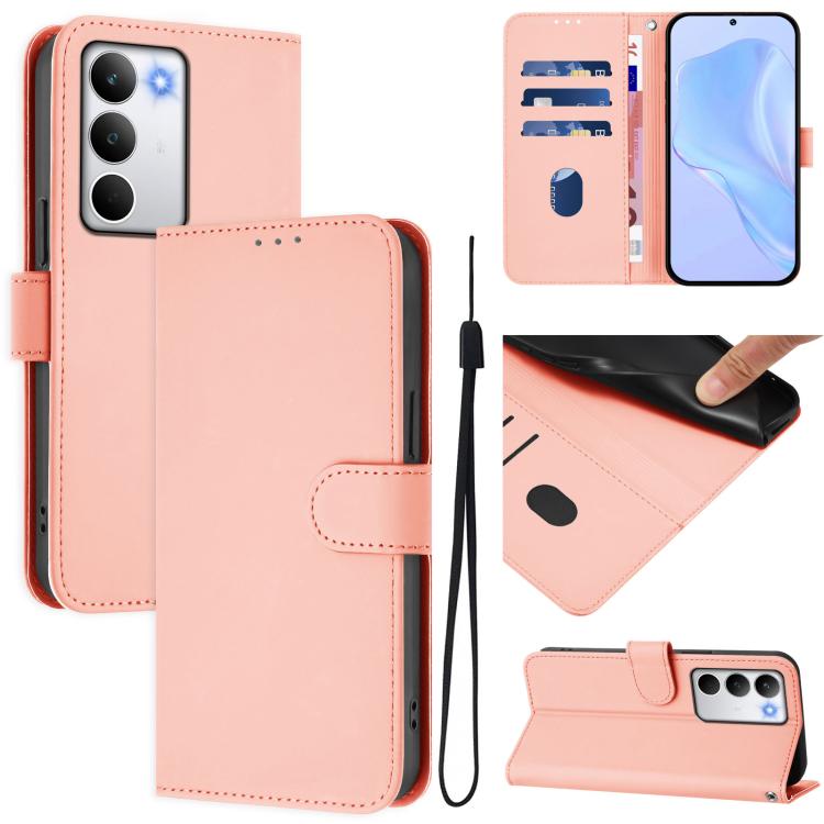Skin Feel Solid Color Leather Phone Case with Lanyard, For Realme C71 4G Global