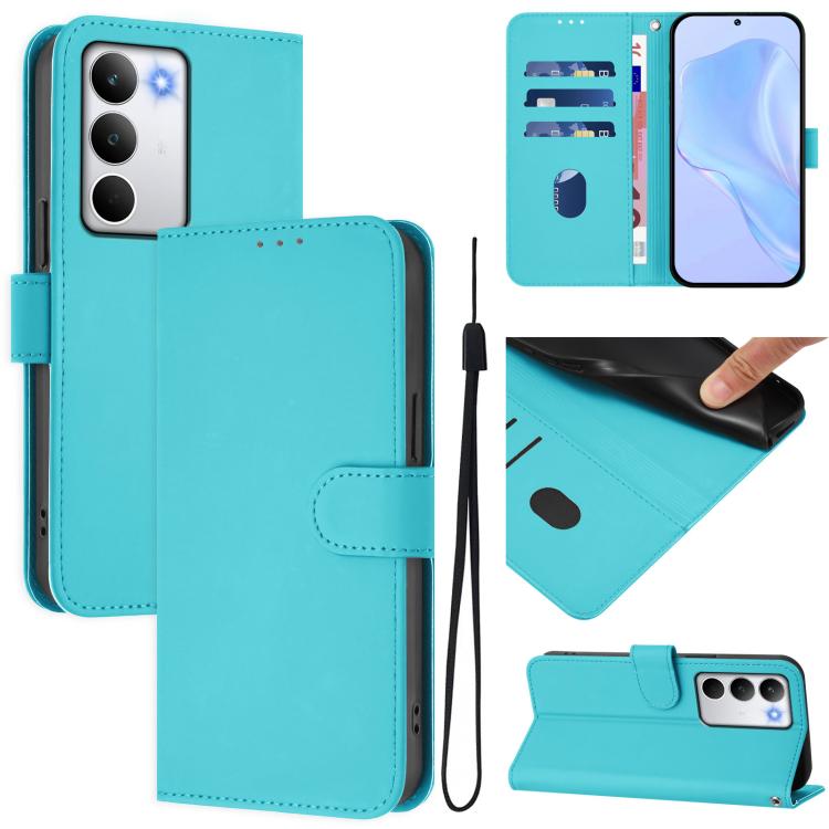 Skin Feel Solid Color Leather Phone Case with Lanyard, For Realme C71 4G Global