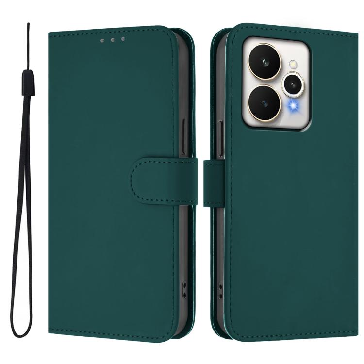 Skin Feel Solid Color Leather Phone Case with Lanyard, For Realme 15 / 15 Pro 5G Global