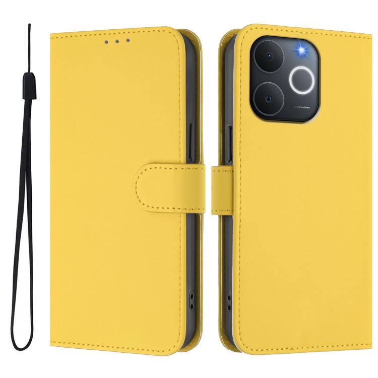 Skin Feel Solid Color Leather Phone Case with Lanyard, For Realme C71 4G India
