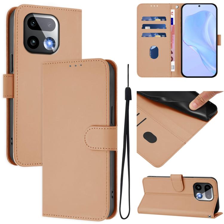 Skin Feel Solid Color Leather Phone Case with Lanyard, For Realme 16 Pro+ 5G Global