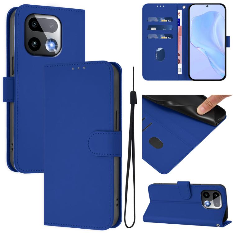 Skin Feel Solid Color Leather Phone Case with Lanyard, For Realme 16 Pro+ 5G Global