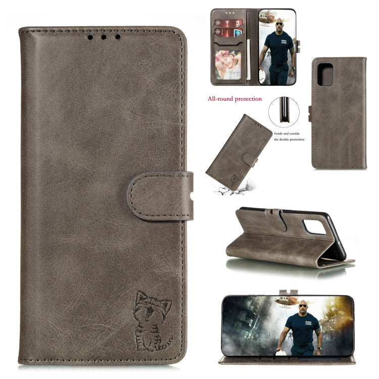 Embossed Happy Cat Pattern Horizontal Flip Leather Case with Holder & Card Slots & Wallet & Photo Frame, For Samsung Galaxy A21s, For Samsung Galaxy A71 5G, For Samsung Galaxy Note20, For Samsung Galaxy Note20 Ultra