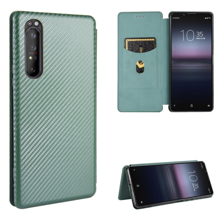 Carbon Fiber Texture Magnetic Horizontal Flip TPU + PC + PU Leather Case with Card Slot, For Sony Xperia Ace, For Sony Xperia 1 II, For Sony Xperia 1, For Sony Xperia 5