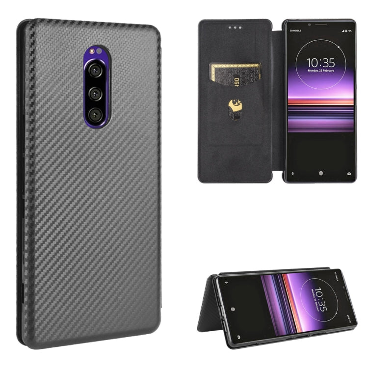 Carbon Fiber Texture Magnetic Horizontal Flip TPU + PC + PU Leather Case with Card Slot, For Sony Xperia Ace, For Sony Xperia 1 II, For Sony Xperia 1, For Sony Xperia 5