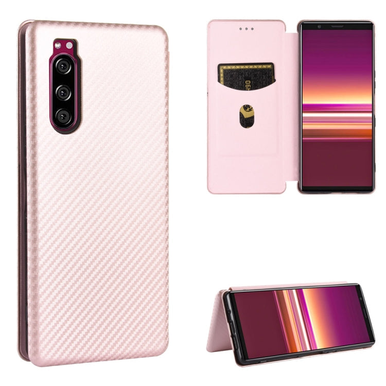 Carbon Fiber Texture Magnetic Horizontal Flip TPU + PC + PU Leather Case with Card Slot, For Sony Xperia Ace, For Sony Xperia 1 II, For Sony Xperia 1, For Sony Xperia 5