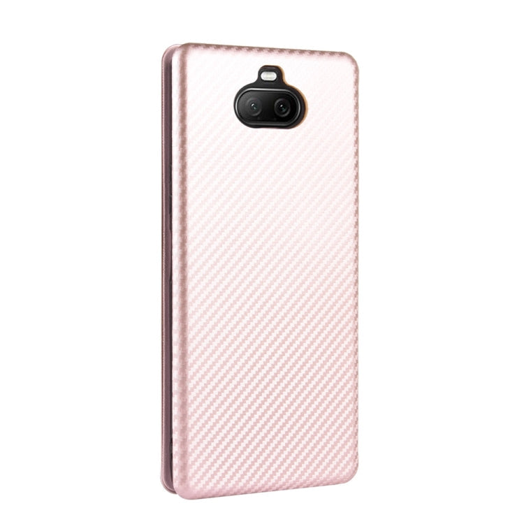 Carbon Fiber Texture Magnetic Horizontal Flip TPU + PC + PU Leather Case with Card Slot, For Sony Xperia 8 Lite, For Sony Xperia 8, For Sony Xperia 10 II, For Sony Xperia L4