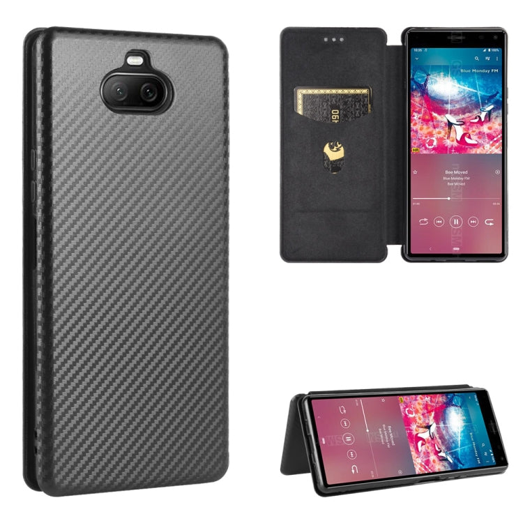 Carbon Fiber Texture Magnetic Horizontal Flip TPU + PC + PU Leather Case with Card Slot, For Sony Xperia 8 Lite, For Sony Xperia 8, For Sony Xperia 10 II, For Sony Xperia L4