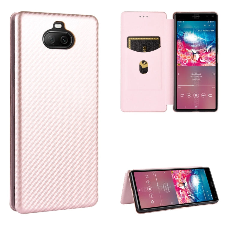 Carbon Fiber Texture Magnetic Horizontal Flip TPU + PC + PU Leather Case with Card Slot, For Sony Xperia 8 Lite, For Sony Xperia 8, For Sony Xperia 10 II, For Sony Xperia L4